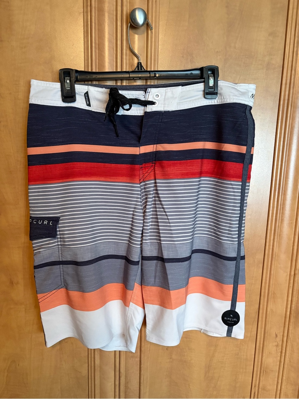Rip Curl Navy, Red & Coral Striped Men’s Boardshorts